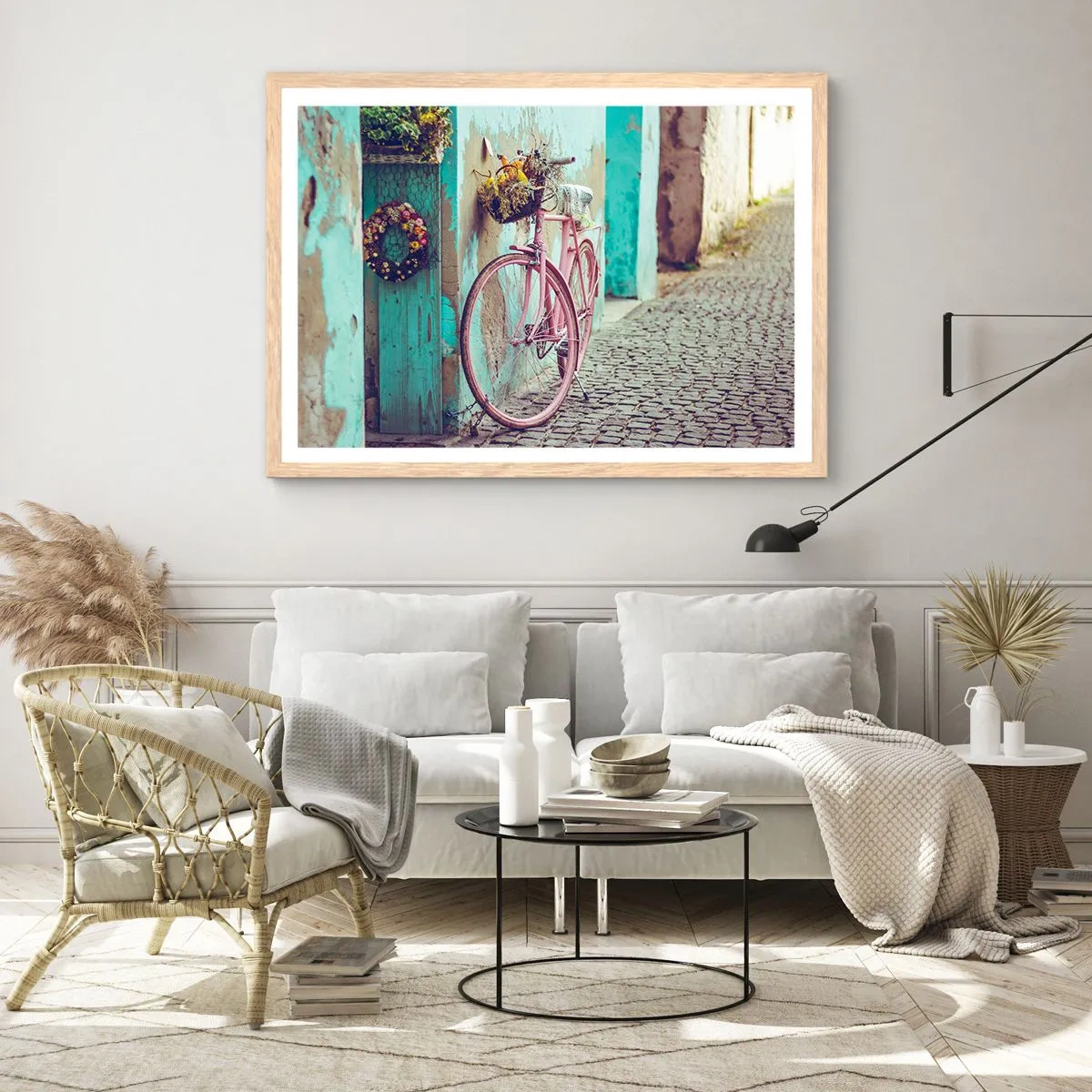 Poster in cornice rovere chiaro - Torno subito - 91x61 cm