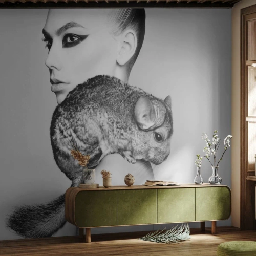 Fotomurali Premium Canvas - Dama con il cincillà - Donna, Donna Con Cincillà, Modello - 250x175 cm
