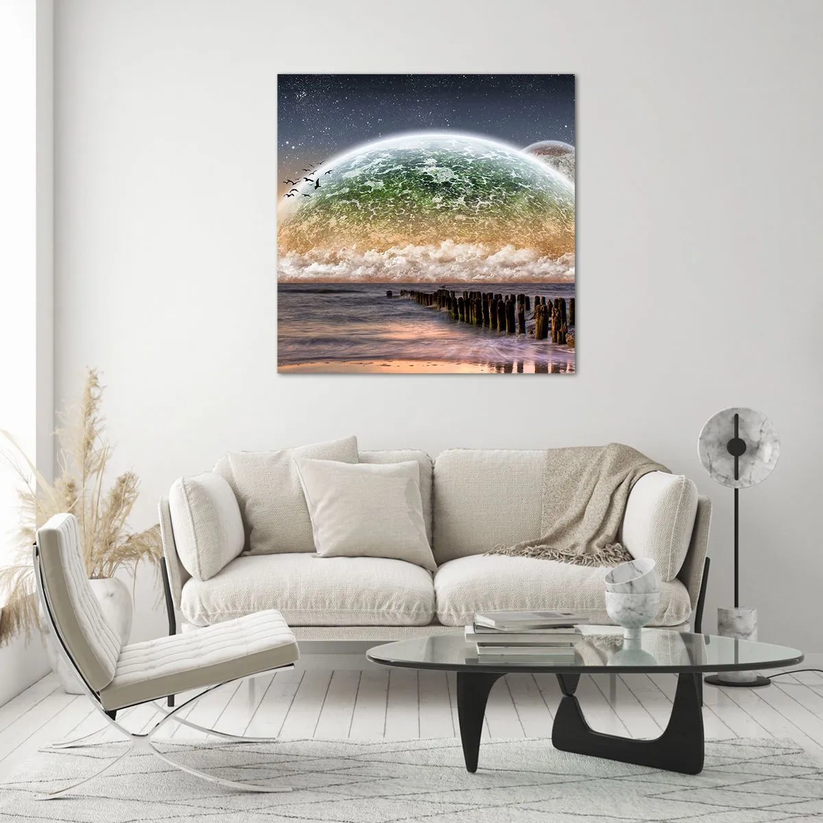 Quadro su vetro - E il mondo emerse dalle acque - 70x70 cm