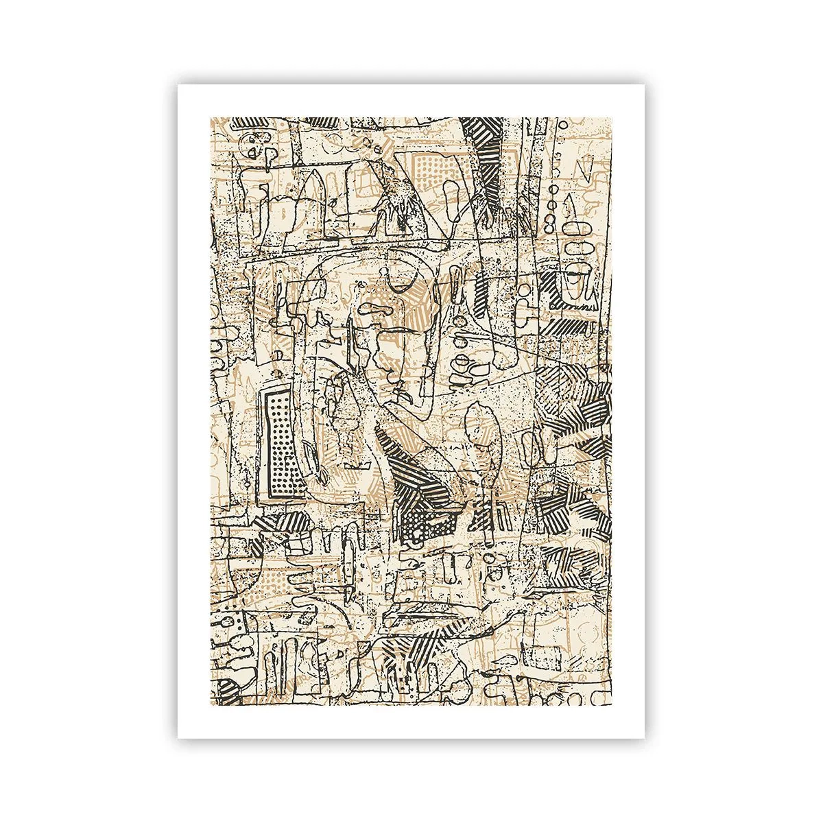 Poster - Motivo geometrico astratto nei toni del beige e del nero - 50x70cm - In attesa di essere decifrato - Decorazione murale moderna per soggiorno e camera da letto ARTTOR