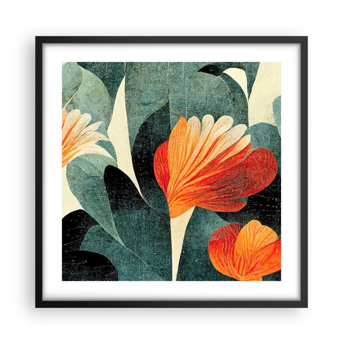 Poster in cornice nera - Caldo dei tropici e fresco del verde - 50x50 cm