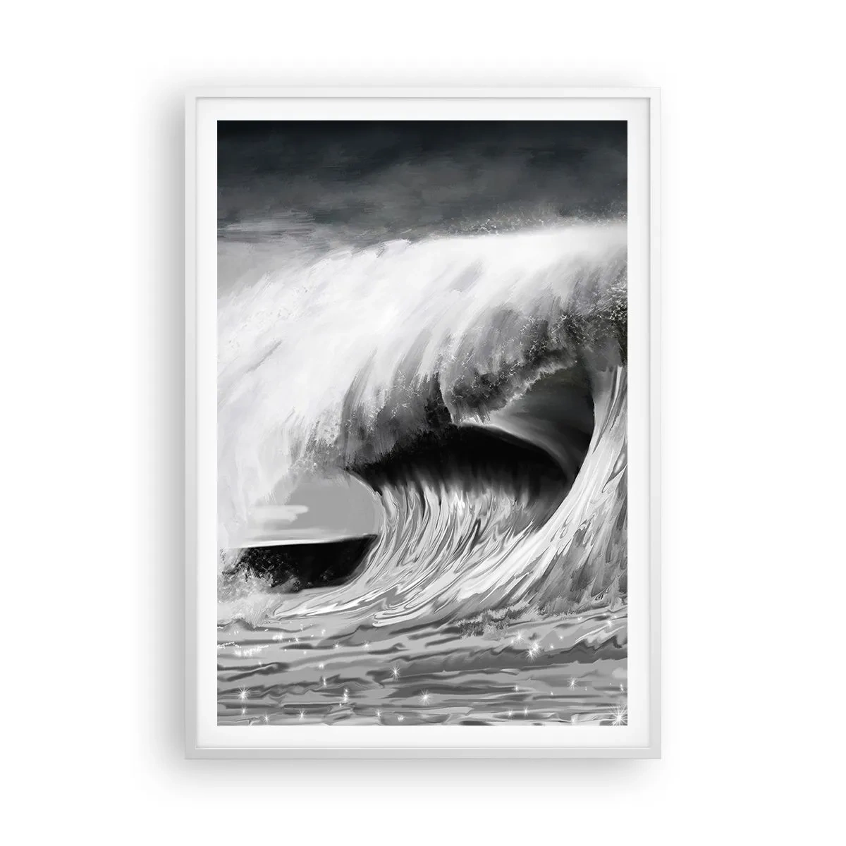 Poster in cornice bianca - La furia dell'oceano - 70x100 cm