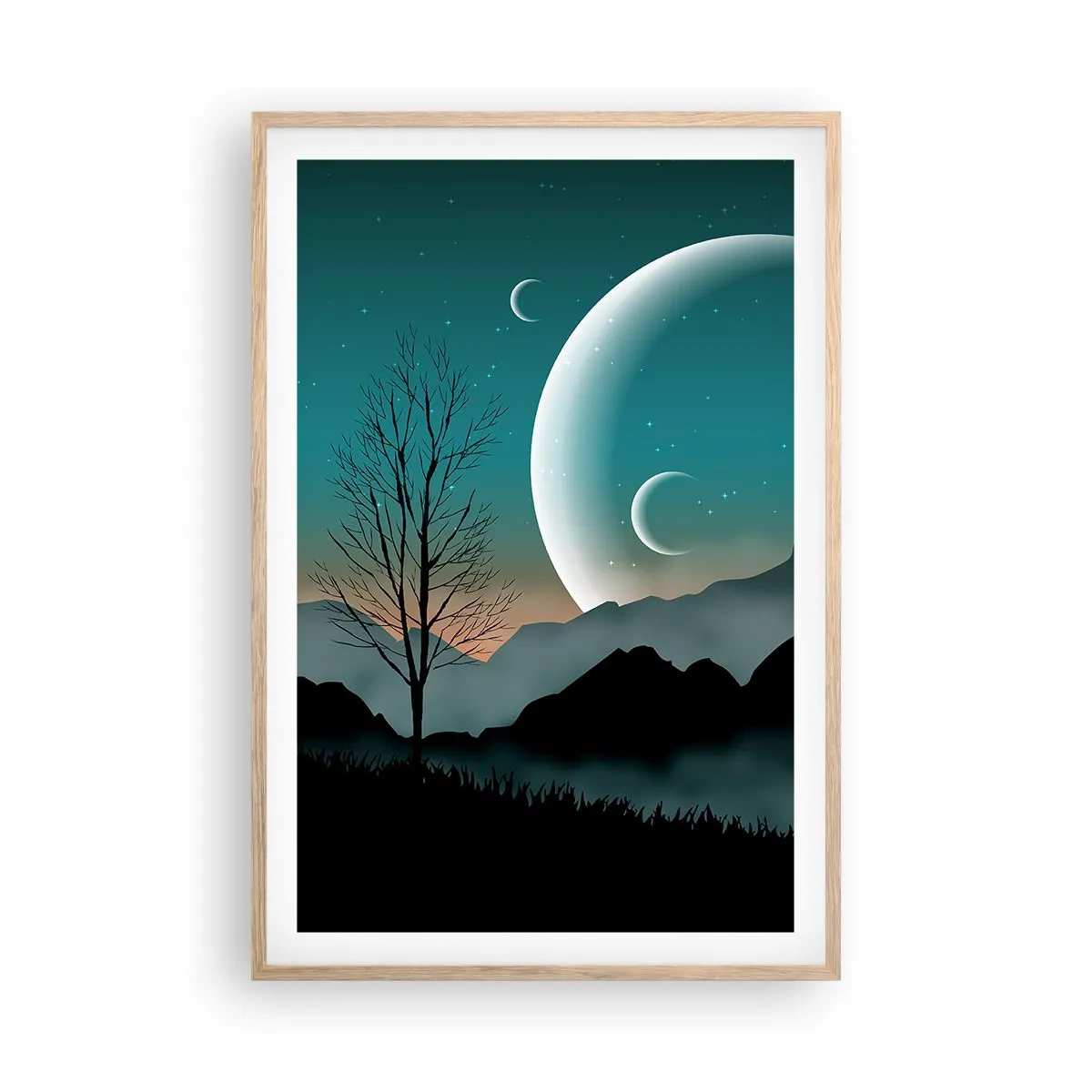 Poster in cornice rovere chiaro - Il carnevale di una notte stellata - 61x91 cm