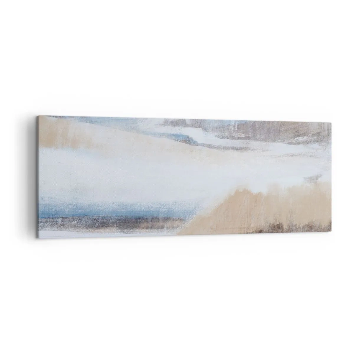 Quadro su tela - Stampe su Tela - Paesaggio invernale astratto nei toni del bianco e del blu - 140x50cm - Composizione invernale - Decorazione murale moderna per soggiorno e camera da letto ARTTOR