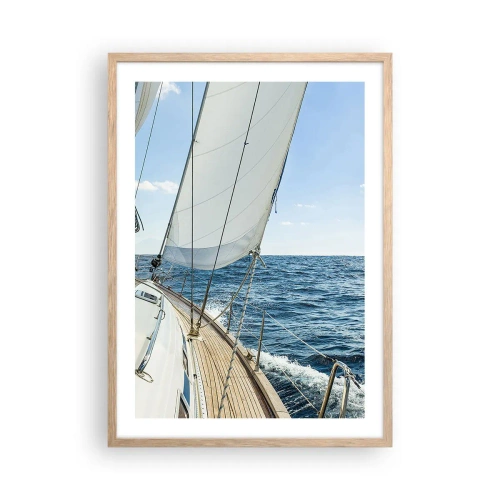 Poster in cornice rovere chiaro - Benvenuta avventura - 50x70 cm