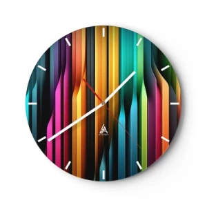 Orologio da parete - Orologio in Vetro - Linee verticali colorate nello stile dei riflessi di luce - 30x30cm - Organi di luce - Decorazione murale moderna per soggiorno, cucina e camera da letto ARTTOR