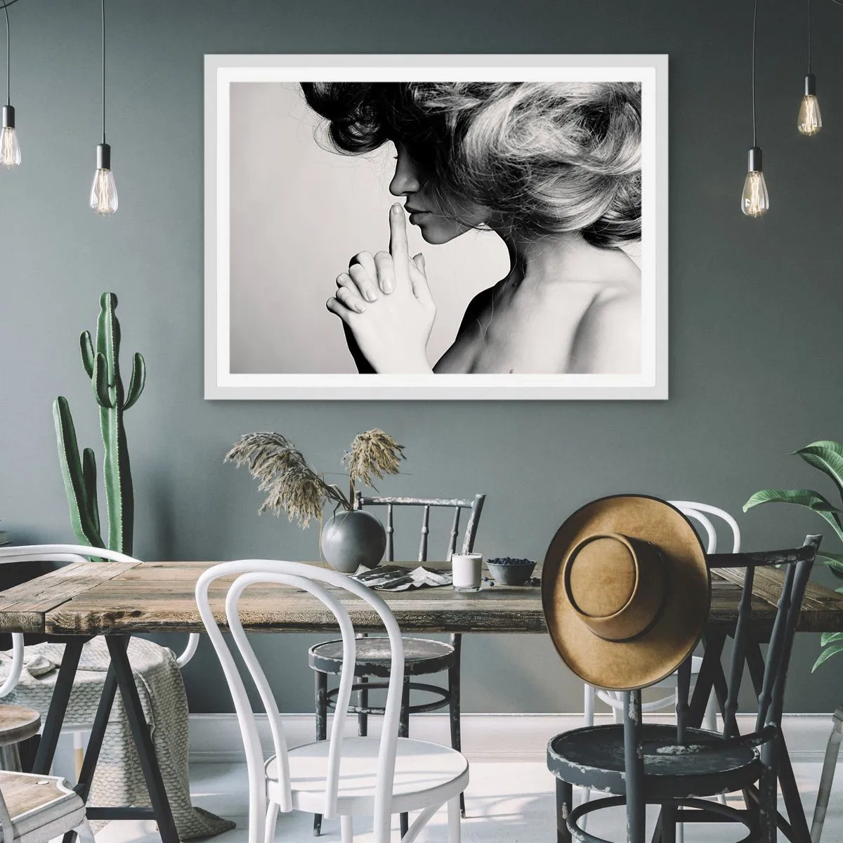 Poster in cornice bianca - Ascoltando se stessa - 50x40 cm