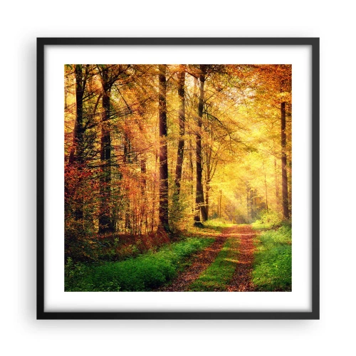 Poster in cornice nera - Il silenzio d'oro del bosco - 50x50 cm