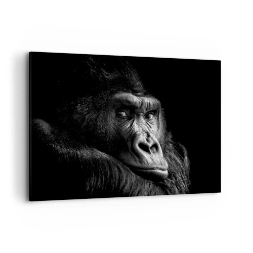 Quadro su tela - Stampe su Tela - Ritratto in bianco e nero di un maestoso gorilla - 100x70cm - E cosa guardi? - Decorazione murale moderna per soggiorno e camera da letto ARTTOR
