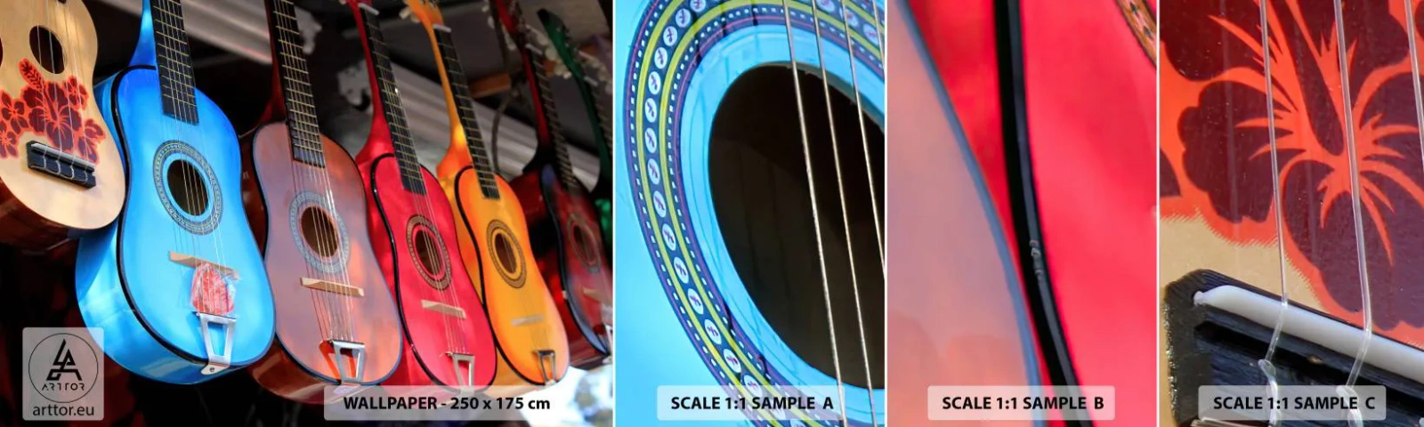 Campione Di Fotomurale Standard Eco - Atmosfera latina - Musica, Chitarra, Uno strumento musicale - 100x30 cm