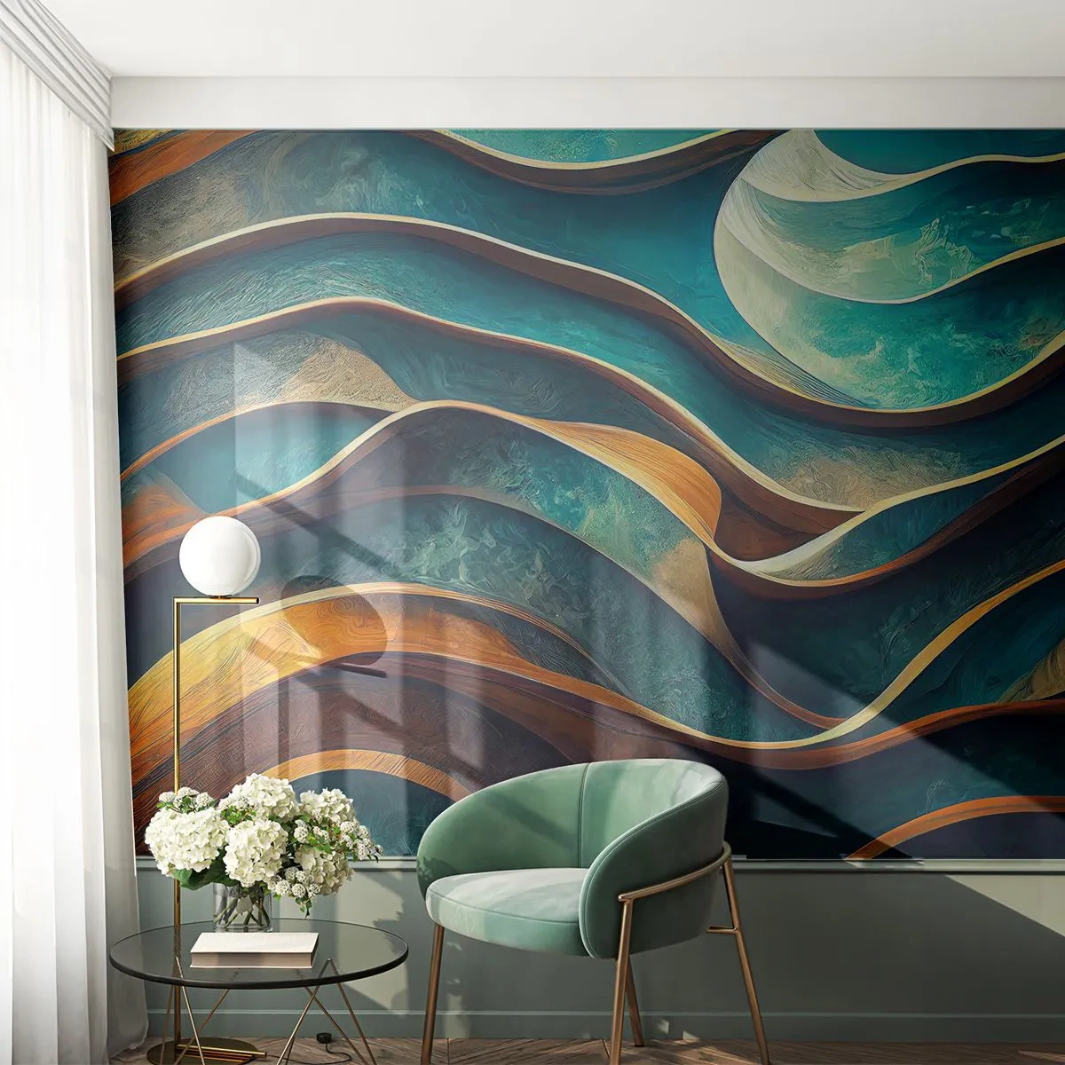 Fotomurali Premium Canvas - I meandri del blu - Onde, Astrazione, Tridimensionale - 150x105 cm