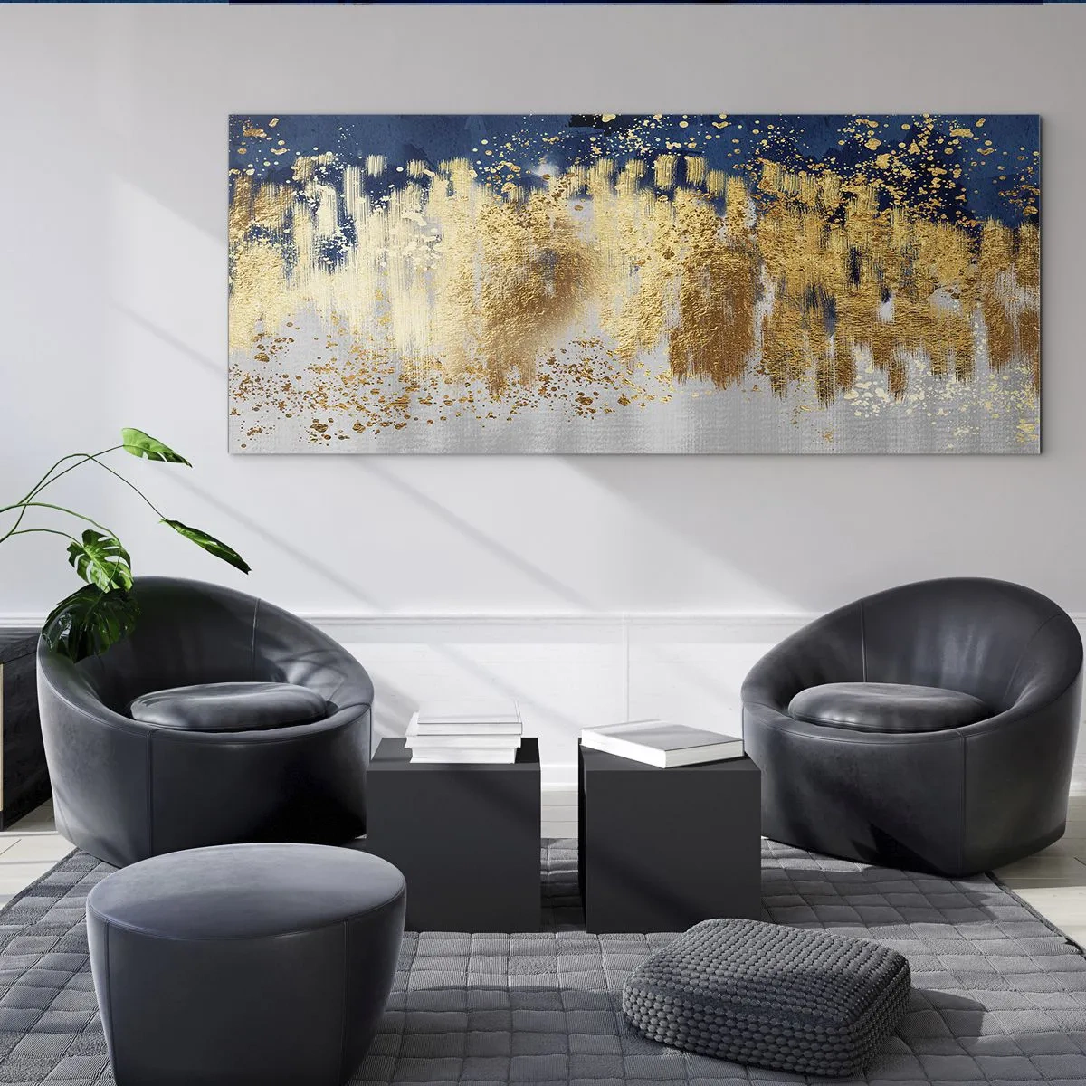 Quadro su vetro - Composizione moderna con bagliore - 100x40 cm