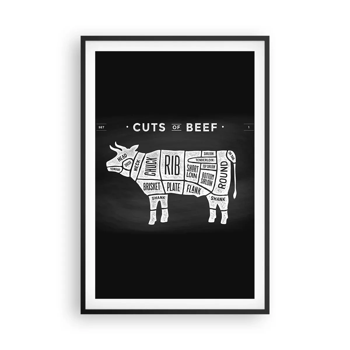 Poster in cornice nera - Il sillabario del macellaio - 61x91 cm