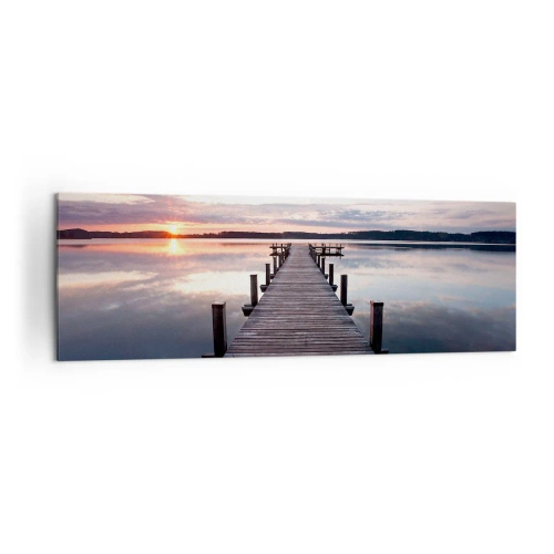 Quadro su tela - Stampe su Tela - Un molo su un lago al tramonto in un paesaggio tranquillo - 160x50cm - Il silenzioso confine del giorno e della notte - Decorazione murale moderna per soggiorno e camera da letto ARTTOR