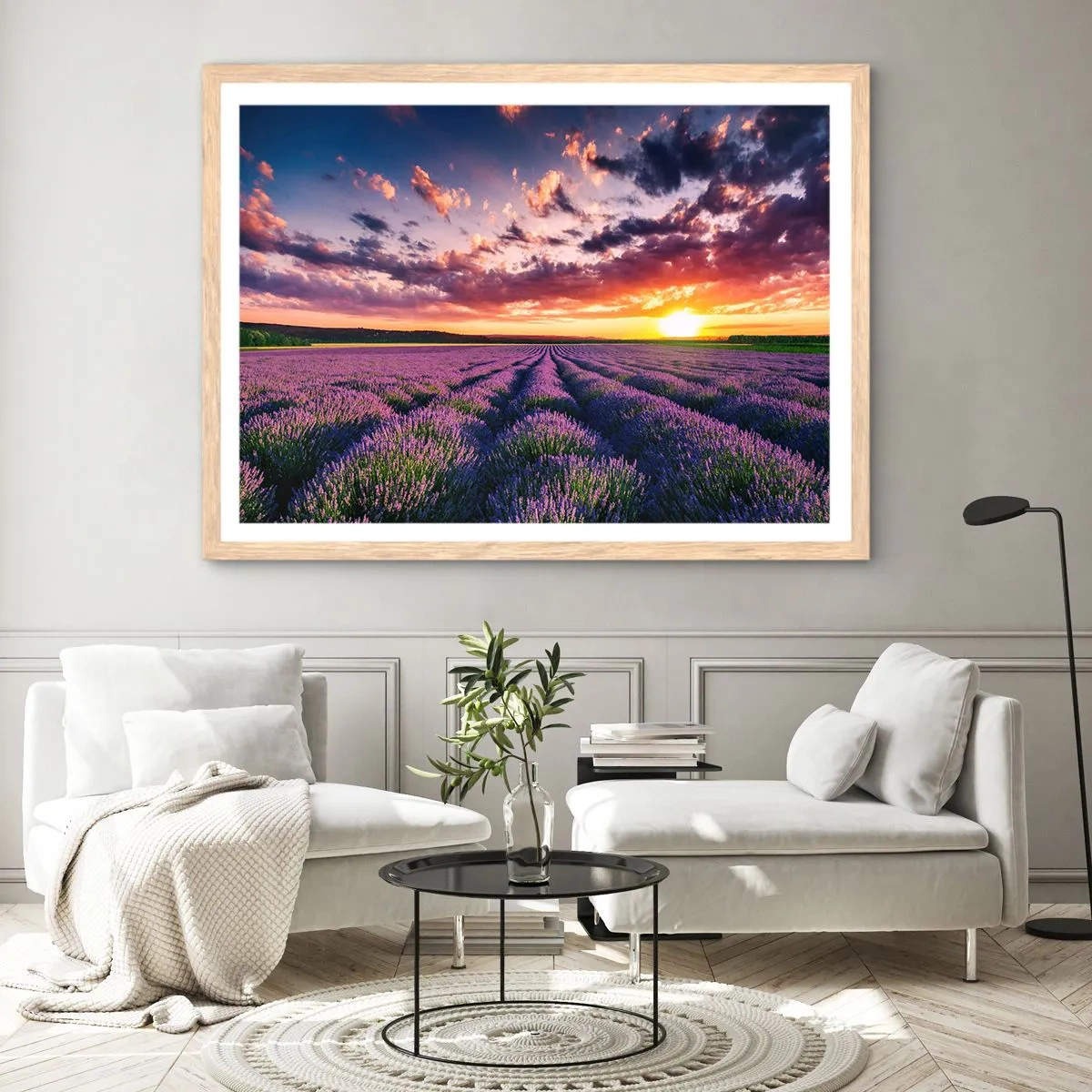 Poster in cornice rovere chiaro - Il mondo della lavanda - 91x61 cm