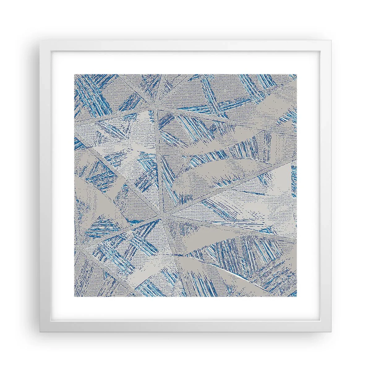 Poster in cornice bianca - Nel labirinto grigioblu - 40x40 cm