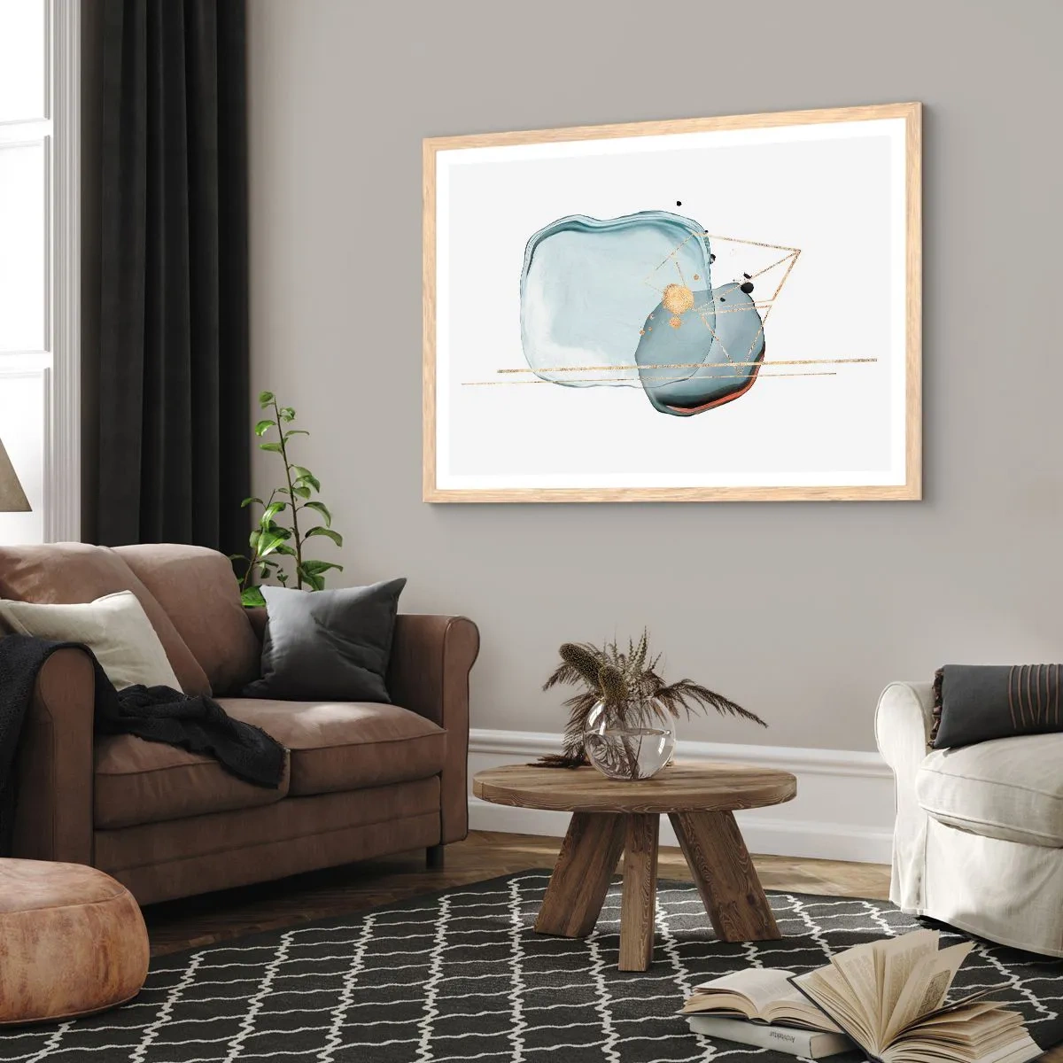 Poster in cornice rovere chiaro - Studio di goccia - 70x50 cm