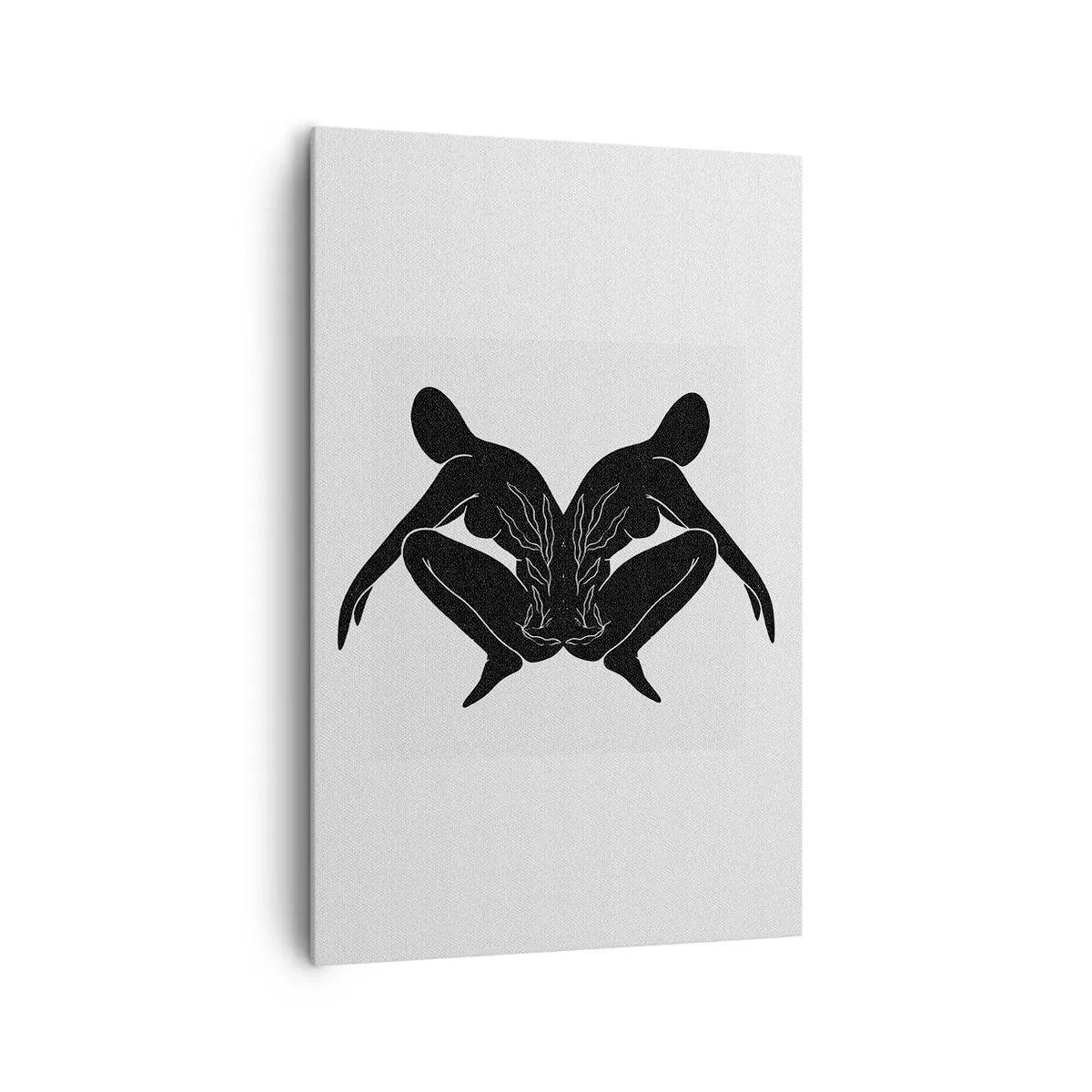 Quadro su tela - Stampe su Tela - Sagome nere in posizione simmetrica su sfondo bianco - 80x120cm - Anima comune - Decorazione murale moderna per soggiorno e camera da letto ARTTOR