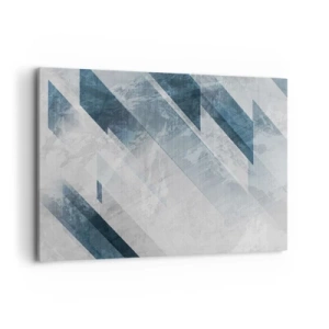 Quadro su tela - Stampe su Tela - Linee astratte in tonalità di grigio e blu - 120x80cm - Composizione spaziale: movimento in grigio - Decorazione murale moderna per soggiorno e camera da letto ARTTOR