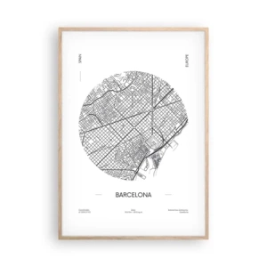 Poster in cornice rovere chiaro - Anatomia di Barcellona - 70x100 cm