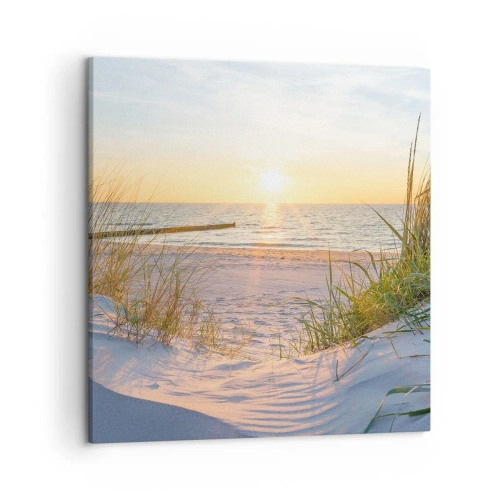 Quadro su tela - Stampe su Tela - Rumore del mare, uccelli che cantano, spiaggia selvatica tra i cespugli... - 50x50 cm