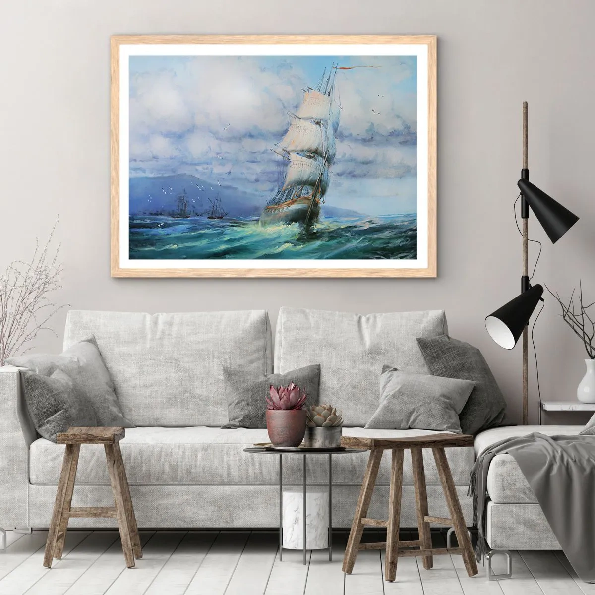 Poster in cornice rovere chiaro - Con il vento in favore - 100x70 cm