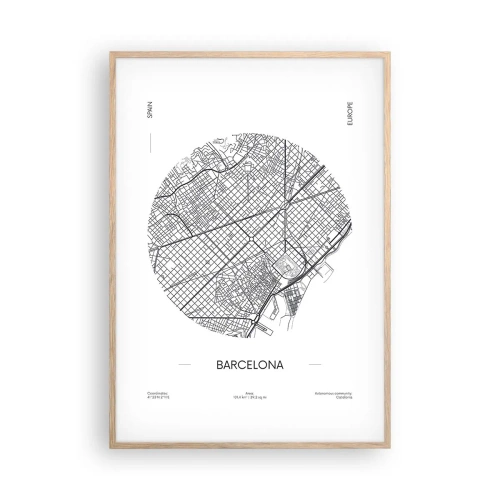 Poster in cornice rovere chiaro - Anatomia di Barcellona - 70x100 cm