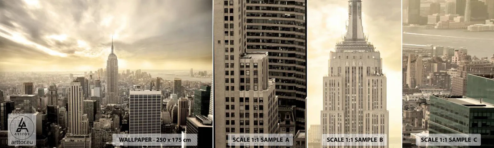 Campione Di Fotomurale Standard Eco - New York in grigio - Città, New York, Manhattan - 100x30 cm