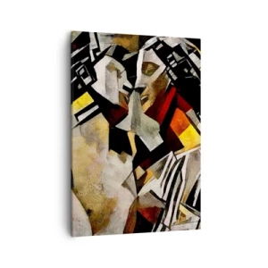 Quadro su tela - Stampe su Tela - Composizione astratta con sagome in forma dinamica - 50x70cm - Bacio di statue - Decorazione murale moderna per soggiorno e camera da letto ARTTOR
