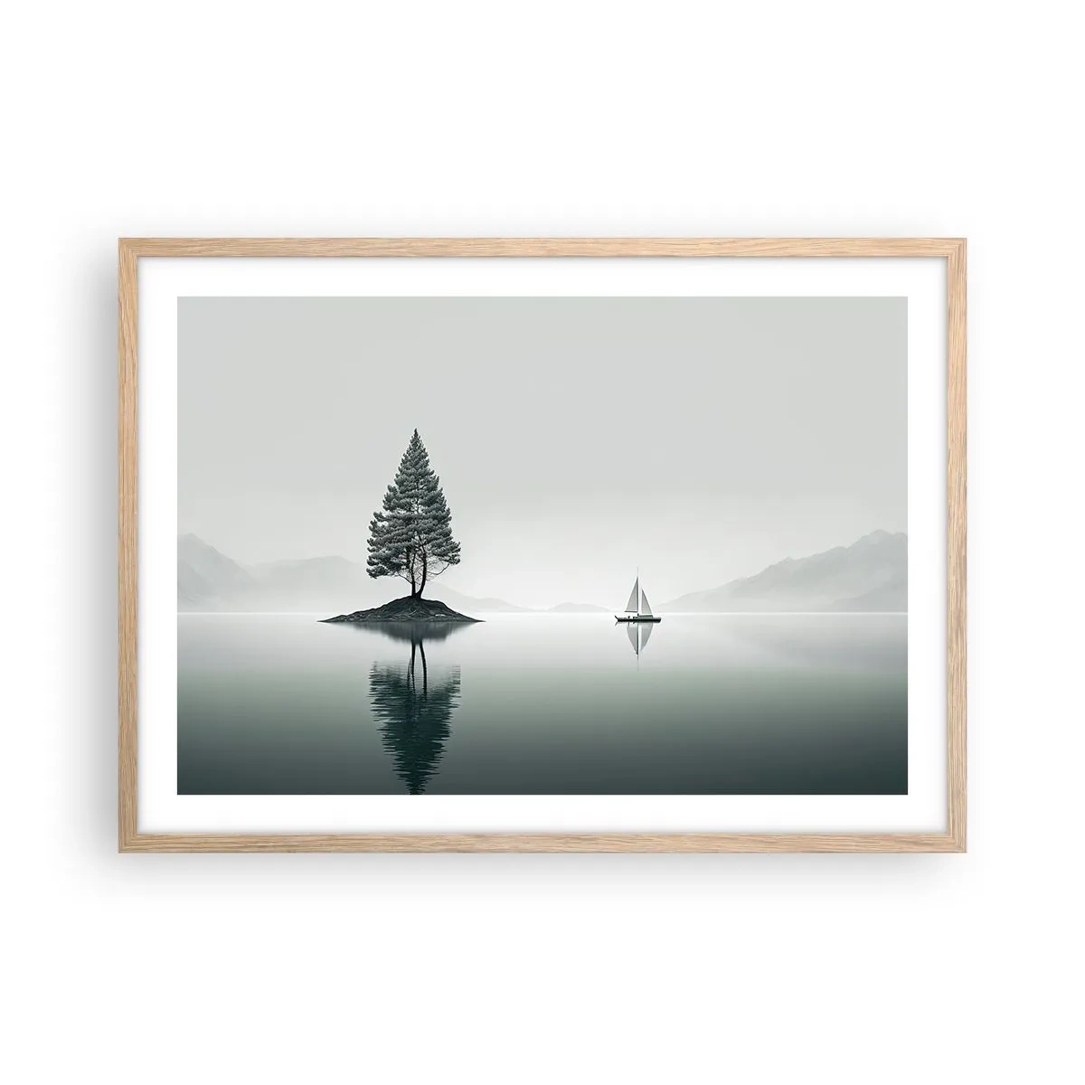 Poster in cornice rovere chiaro - Paesaggio onirico - 70x50 cm