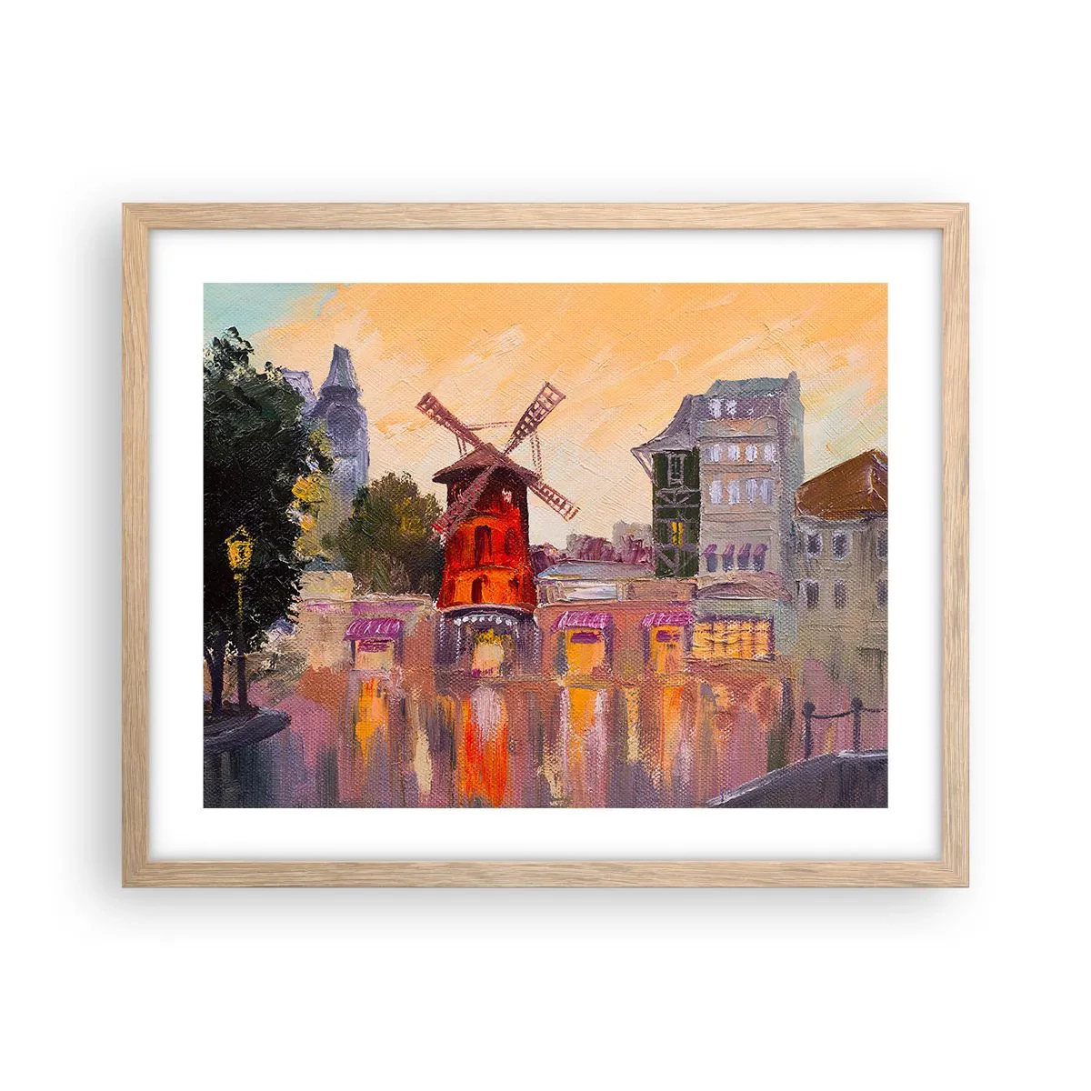 Poster in cornice rovere chiaro - Le icone di Parigi: il Moulin Rouge - 50x40 cm