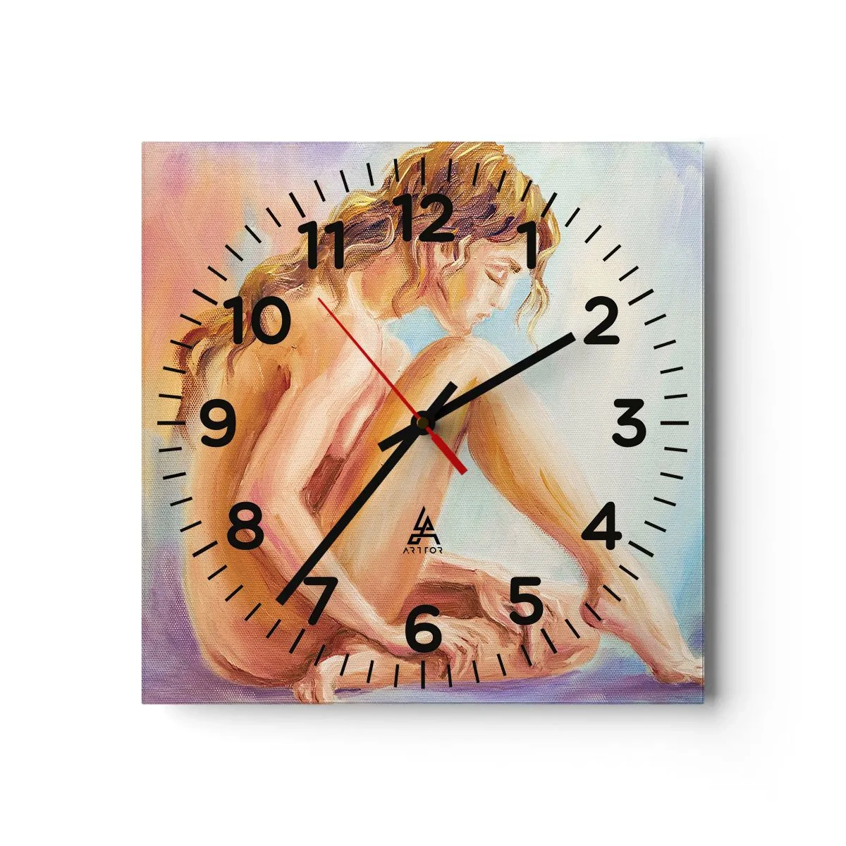 Orologio da parete - Orologio in Vetro - Nudo di giovane - 30x30 cm