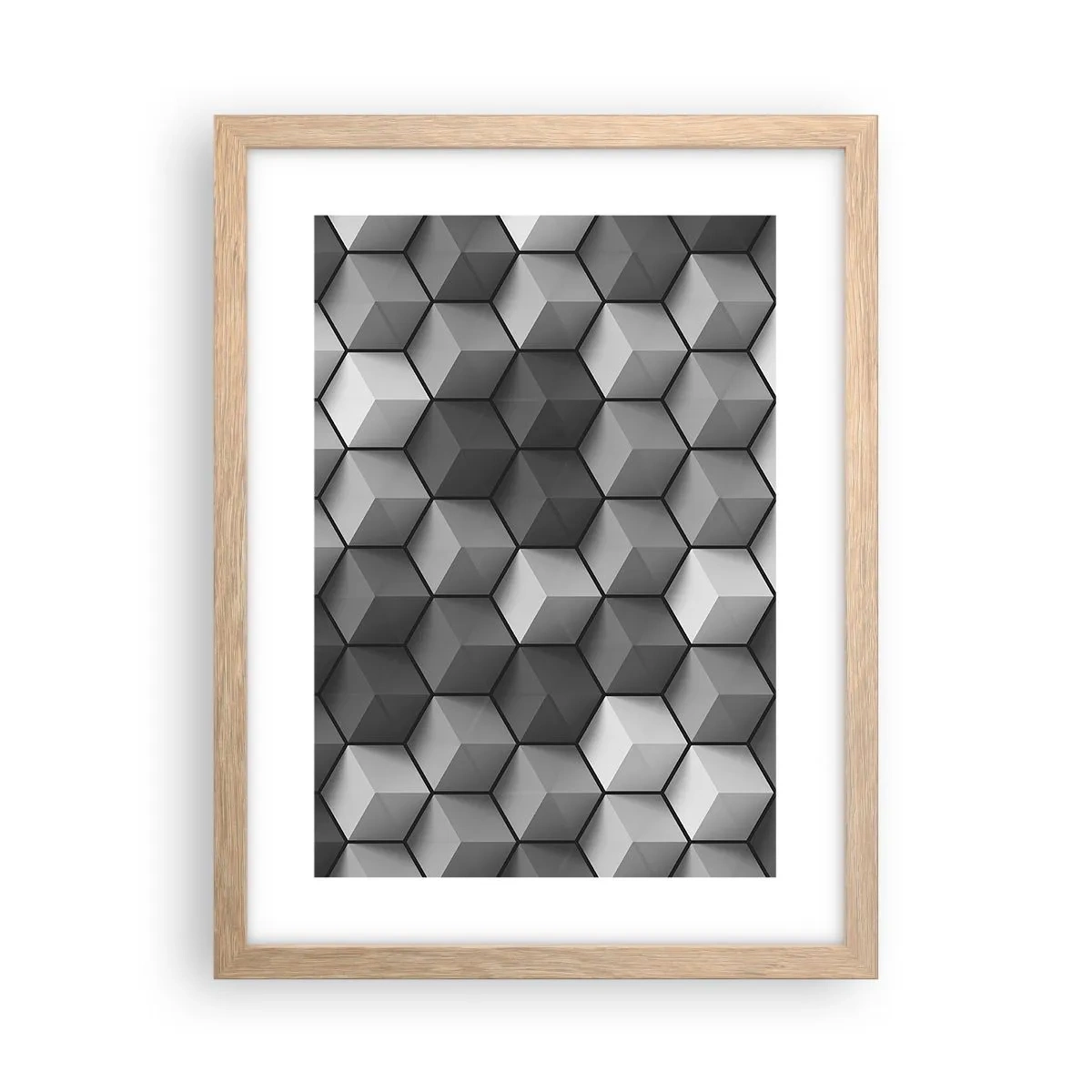 Poster in cornice rovere chiaro - Puzzle cubista - 30x40 cm