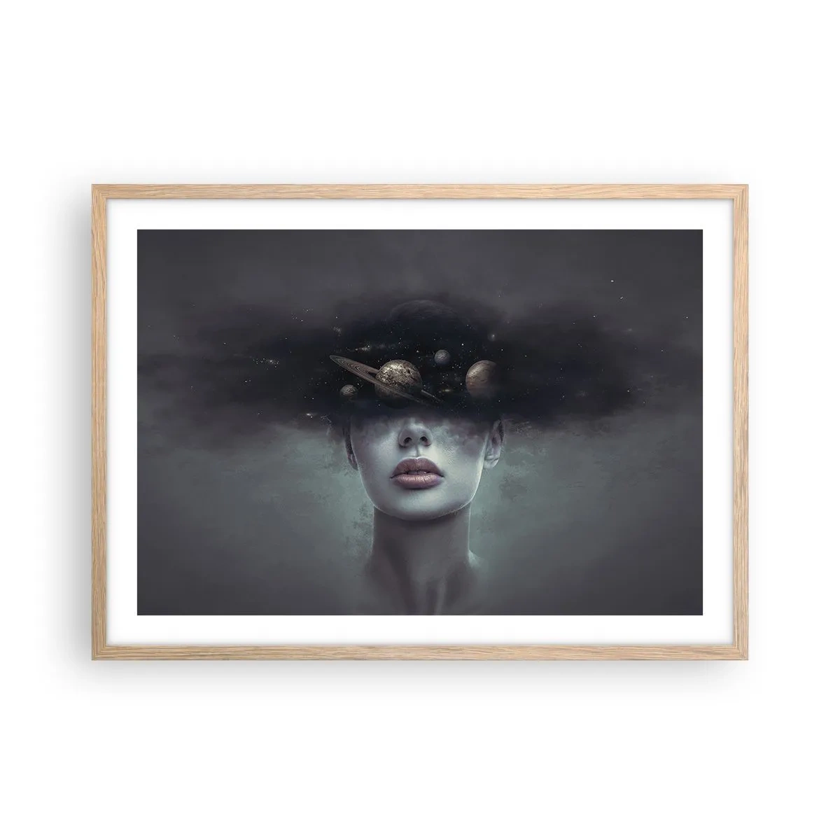 Poster in cornice rovere chiaro - E i pianeti folleggiano... - 70x50 cm