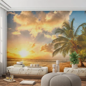 Fotomurali Autoadesivo Deluxe Sticker - Estate perpetua, vacanze per sempre - Paesaggio, Spiaggia, Palma da cocco - 200x140 cm