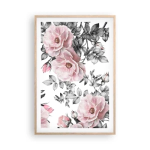 Poster in cornice rovere chiaro - Perdersi tra le rose - 61x91 cm