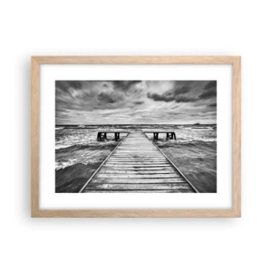 Poster in cornice rovere chiaro - Aspetto che il vento le scacci via... - 40x30 cm