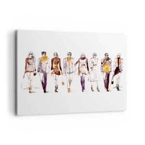 Quadro su tela - Stampe su Tela - Schizzo di un gruppo di persone in abiti alla moda - 100x70cm - Chic naturale, eleganza casual - Decorazione murale moderna per soggiorno e camera da letto ARTTOR