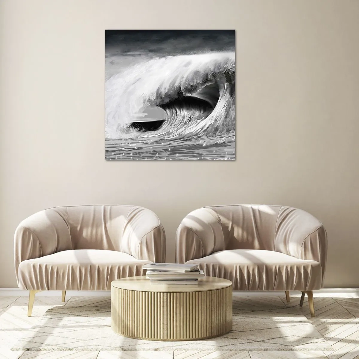 Quadro su vetro - La furia dell'oceano - 30x30 cm