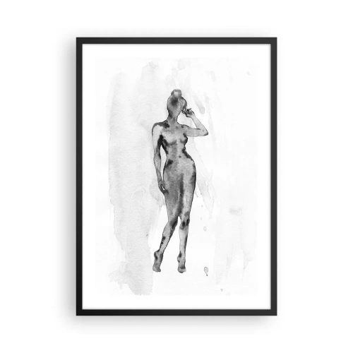 Poster in cornice nera - Silhouette di una donna in tecnica acquerello in bianco e nero - 50x70cm - Studio di ideale di bellezza - Decorazione murale moderna per soggiorno e camera da letto ARTTOR