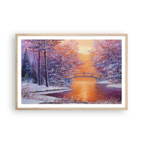 Poster in cornice rovere chiaro - Incontriamoci qui - 91x61 cm