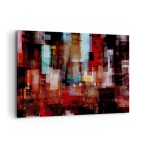 Quadro su tela - Stampe su Tela - Astrazione geometrica in intense tonalità di rosso - 120x80cm - Confusione aggrovigliata - Decorazione murale moderna per soggiorno e camera da letto ARTTOR