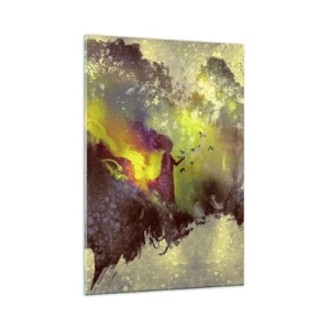 Quadro su vetro - Silhouette artistica di una donna con la natura sullo sfondo - 80x120cm - Madre Natura - Decorazione murale moderna per soggiorno e camera da letto ARTTOR