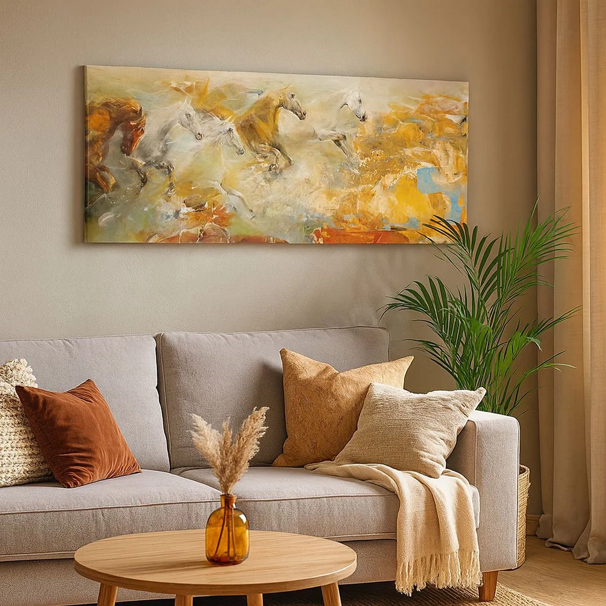 Quadro su tela - Stampe su Tela - Al galoppo attraverso la luce - 100x40 cm