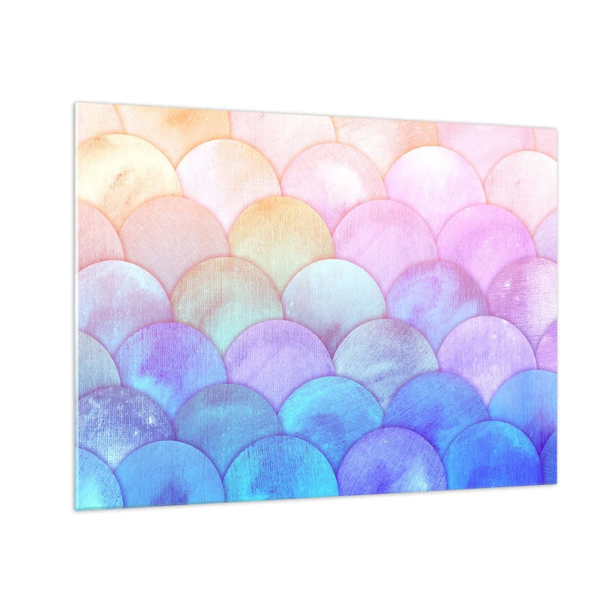 Quadro su vetro - Squame di perle in tonalità pastello di rosa, blu e viola - 70x50cm - Scaglie perlate - Decorazione murale moderna per soggiorno e camera da letto ARTTOR
