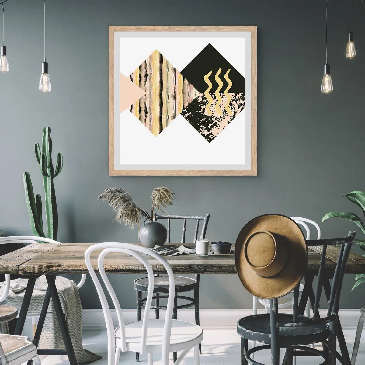 Poster in cornice rovere chiaro - Non è così facile - 60x60 cm