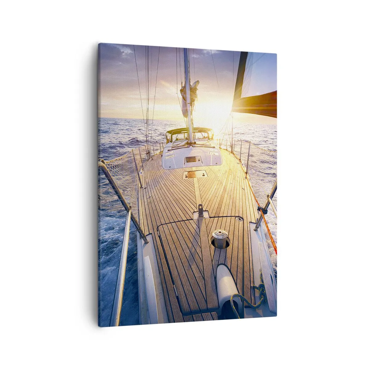 Quadro su tela - Stampe su Tela - Yacht in mare durante il tramonto - 50x70cm - Correndo sulle onde - Decorazione murale moderna per soggiorno e camera da letto ARTTOR
