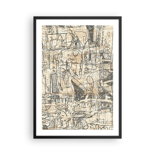 Poster in cornice nera - Motivo geometrico astratto nei toni del beige e del nero - 50x70cm - In attesa di essere decifrato - Decorazione murale moderna per soggiorno e camera da letto ARTTOR