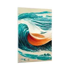Quadro su vetro - Onde marine dinamiche con nastro astratto - 80x120cm - Il sogno del surfista - Decorazione murale moderna per soggiorno e camera da letto ARTTOR