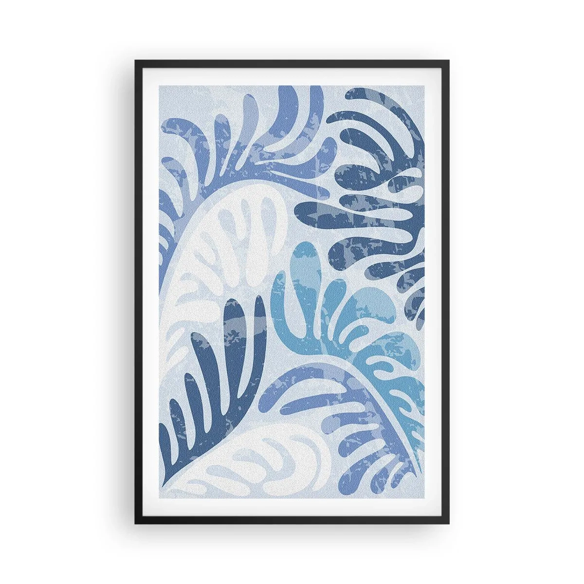 Poster in cornice nera - Felci blu - 61x91 cm